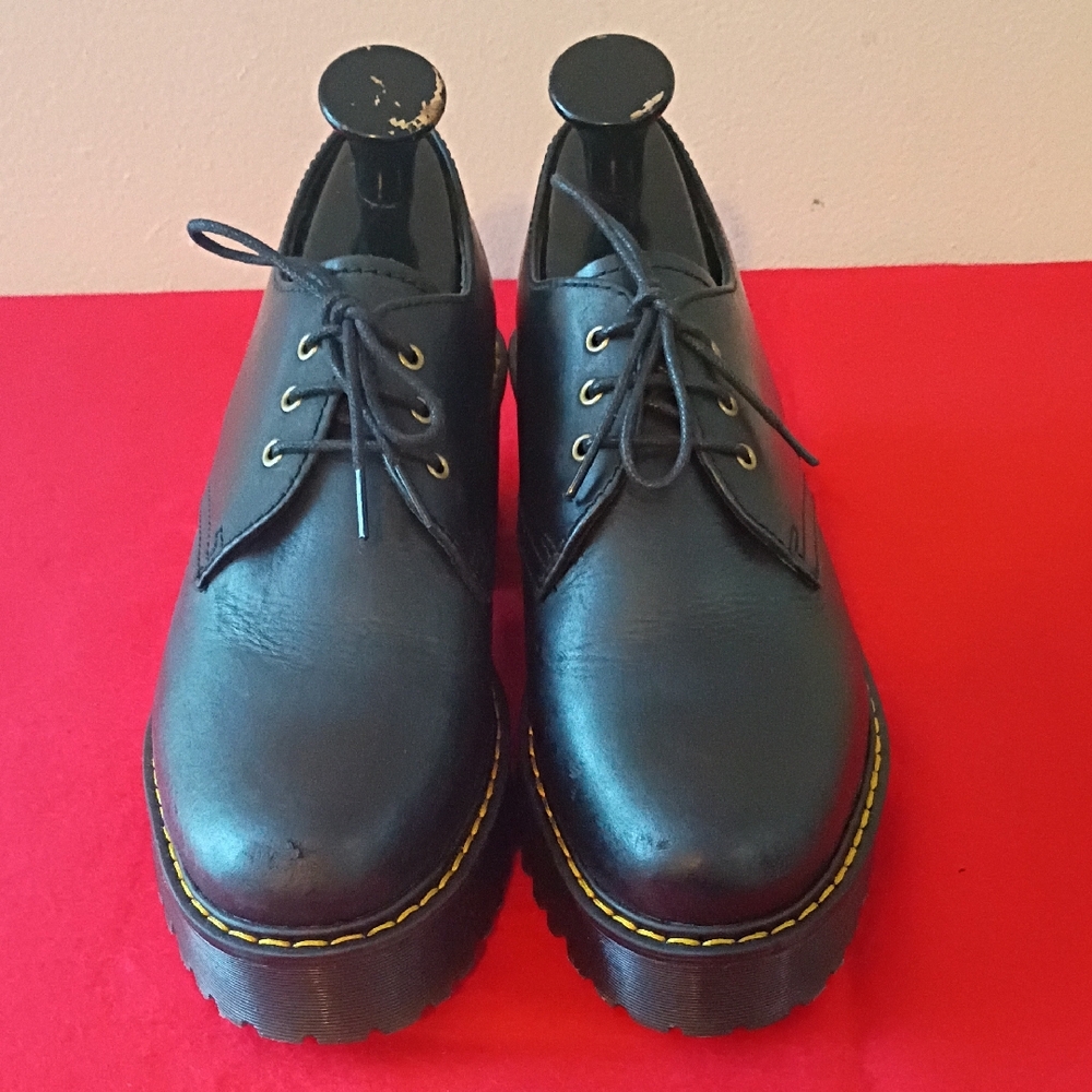 Dr. Martens Black Leather Platform Derbys